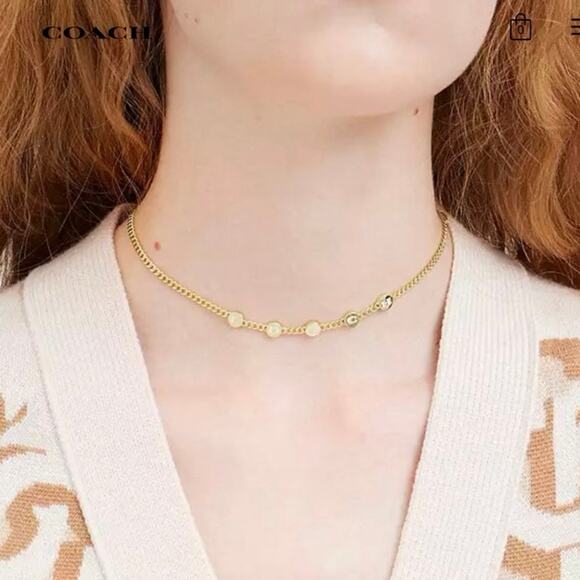 Coach Enamel Gold Chain Necklace Coach Letter
Charms NWT - Picture 2 of 10